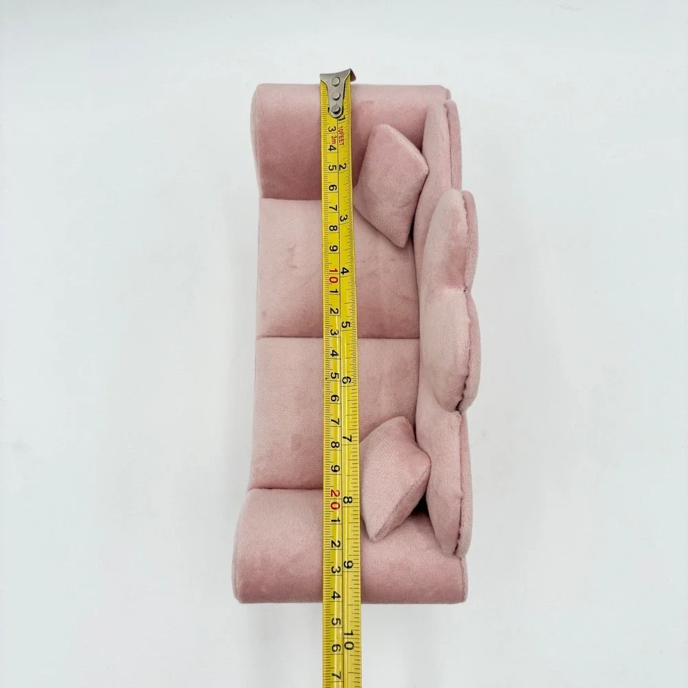 Pink Jewelry Box Sofa Couch Heart Velvet Plush Jewelry Storage Display Decor